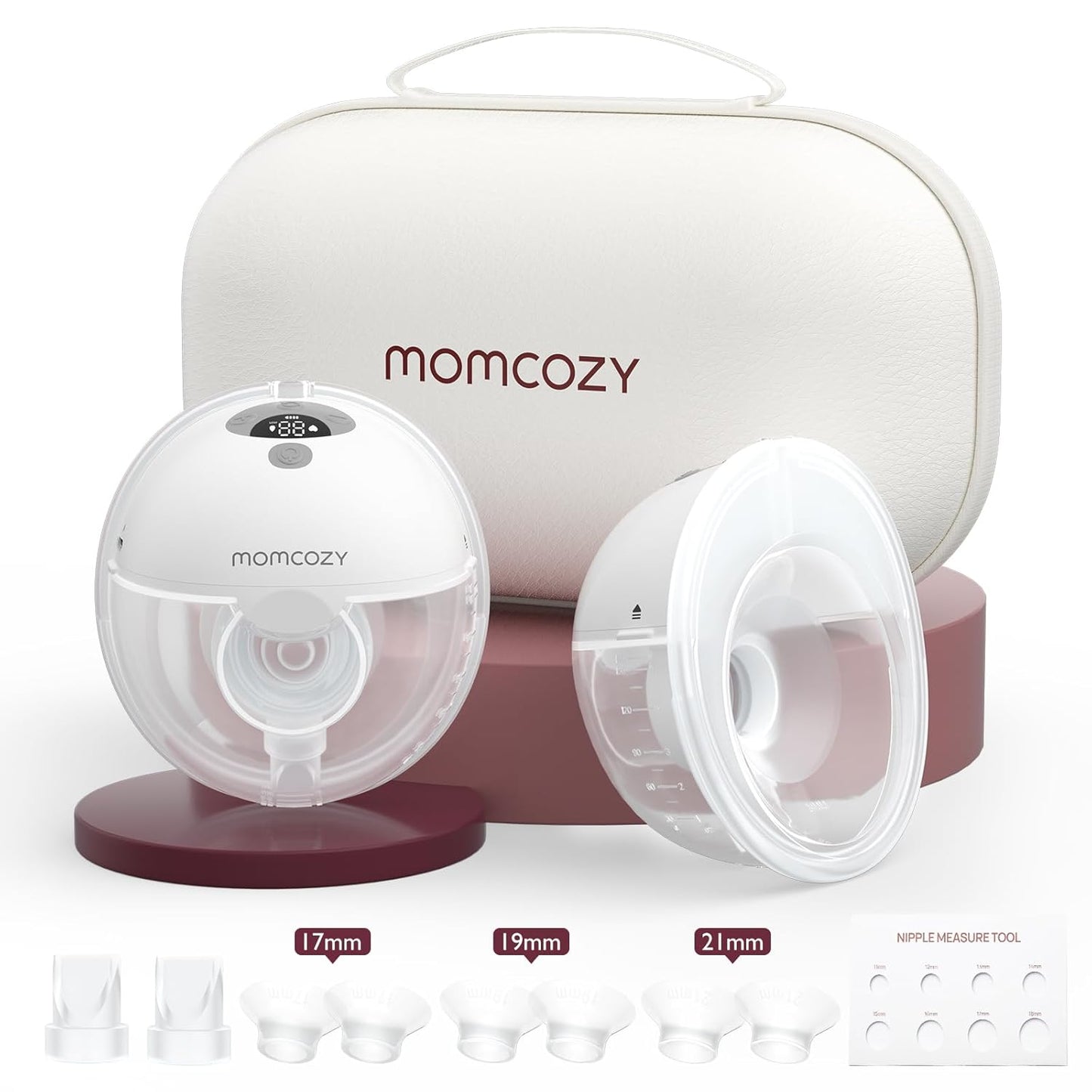 M5 Hands-Free Wearable Breast Pump, Double-Sealed Flange for Baby-Like Comfort, 3 Modes & 9 Suction Levels, Portable Electric Pump – 24Mm, 2-Pack Quill Gray