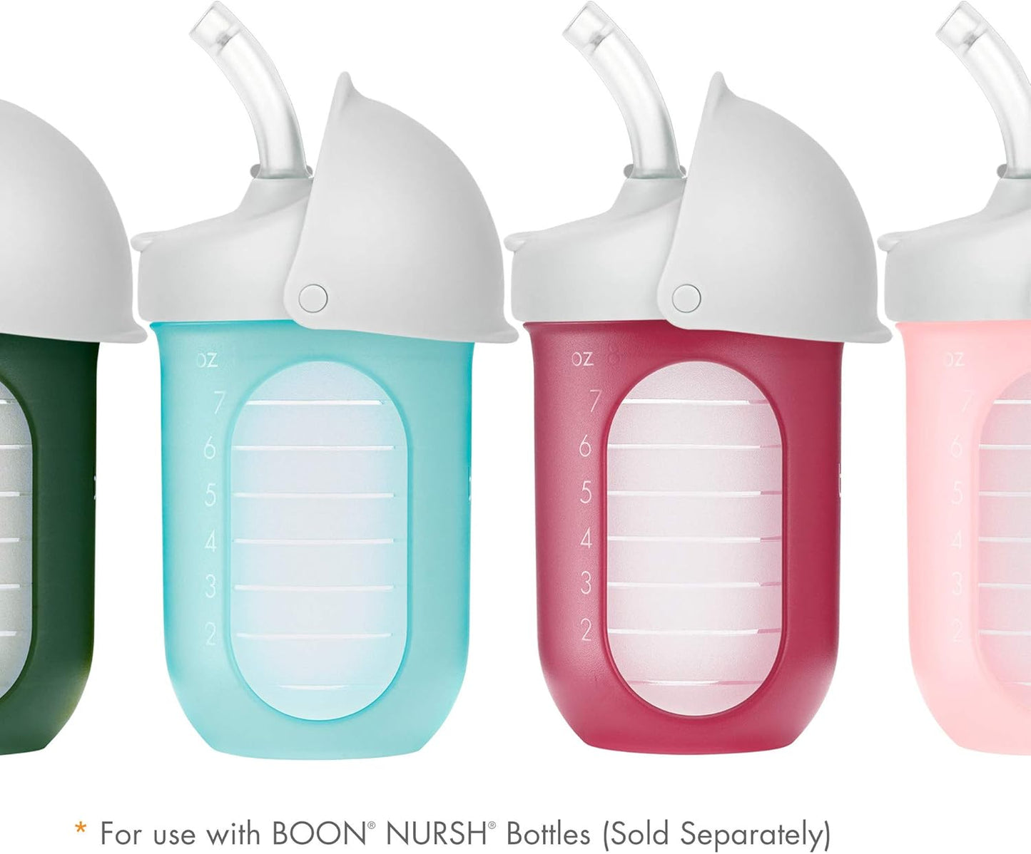 Nursh Silicone Straw Sippy Cup Lid - Conversion Top for Bottles - Toddler Cup Top - Changes Baby Bottles into Cups - 2 Count