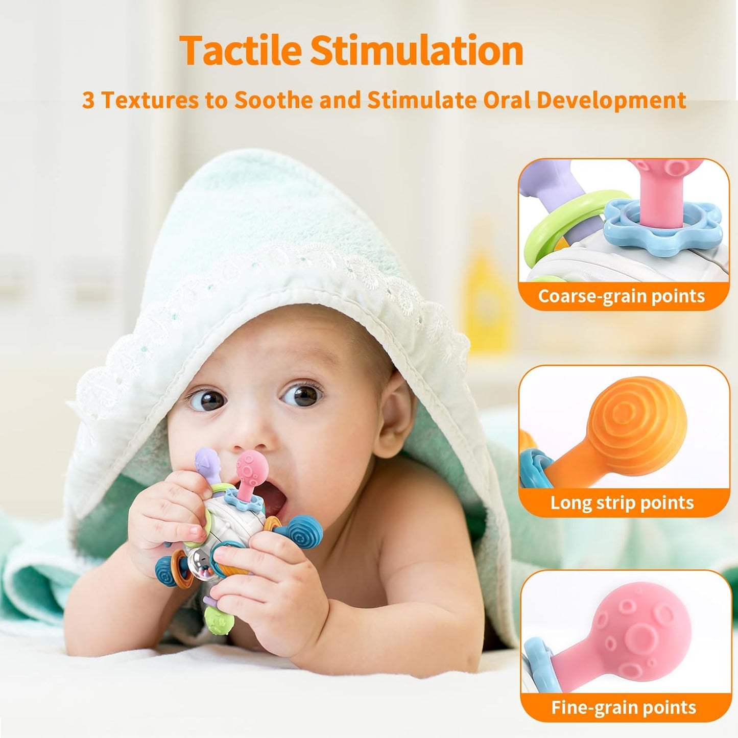 Greifball Baby-Spielzeug,Sensorische Beißring-Spielzeuge, Silikon-Beißring, Motorik-Spielzeug, Montessori-Frühbildungs, Babyrassel, Babyspielzeug Für Babys Von 3-18 Monaten