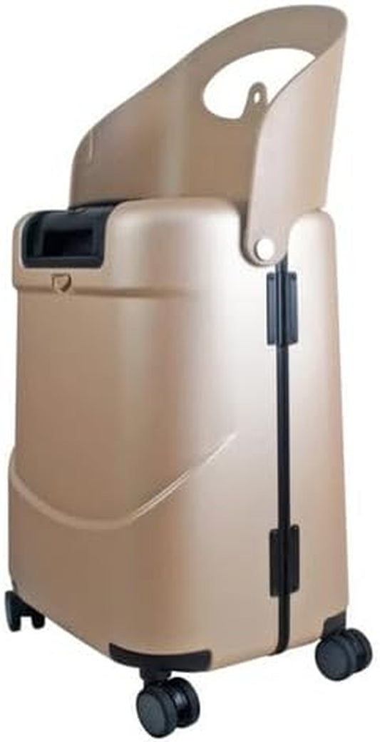 4-Wheel Carry on Luggage with Seat for Kids with Seat Belt, Waterproof Pocket, Adjustable Handle, and Hard Body with 43 Liter Capacity, Champagne Gold