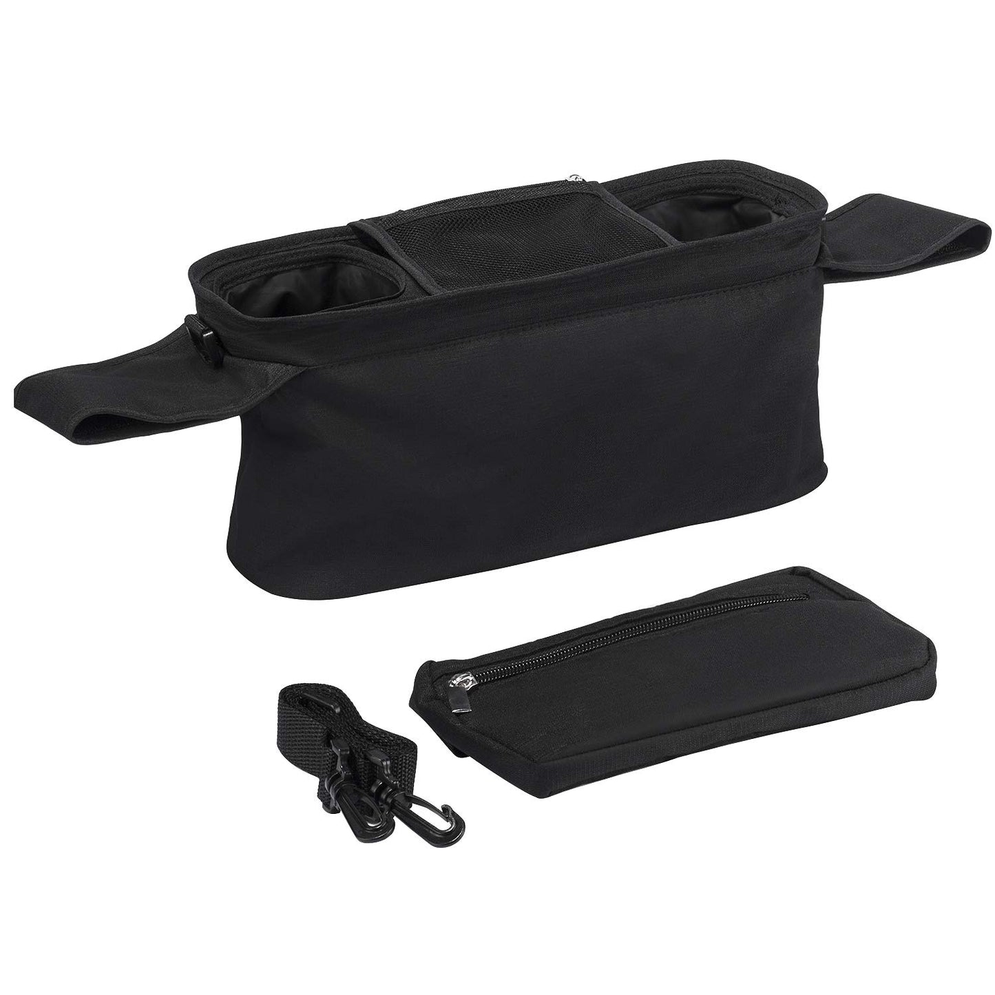 Universal Stroller Organizer with Insulated Cup Holder Detachable Phone Bag & Shoulder Strap, Fits for Stroller like Uppababy, Baby Jogger, Britax, BOB, Umbrella and Pet Stroller
