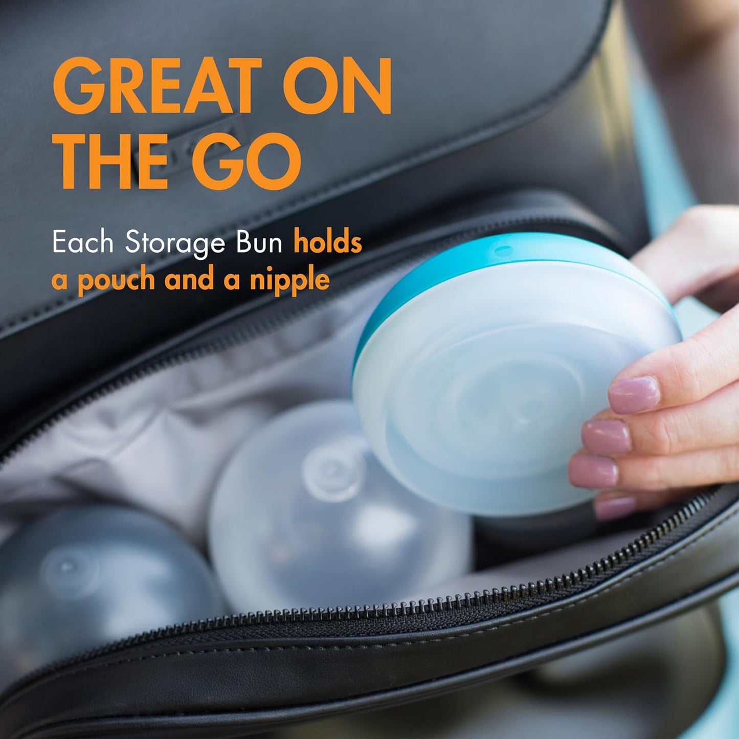 Baby Bottle Storage Buns - Travel Holders for Nursh Bottles - Blue and White, 3 Count