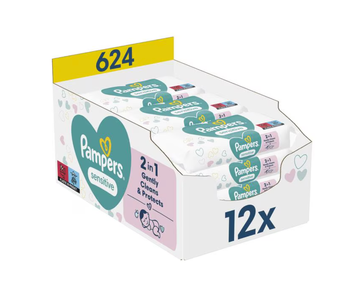 Pampers Sensitive Billendoekjes (12x52 stuks) - Geurloos