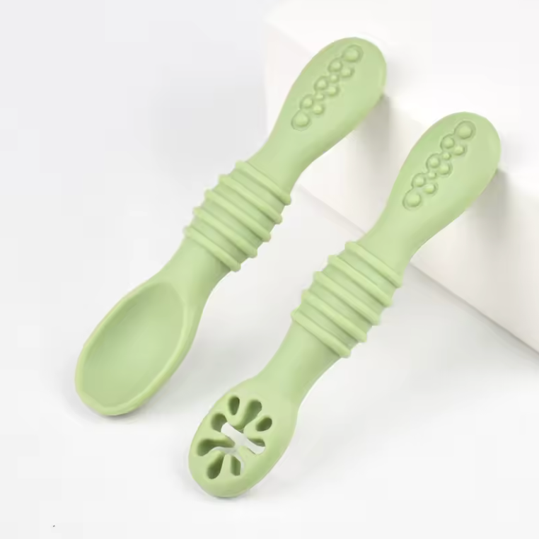 Dubbelzijdige Baby Lepel – Zachte Siliconen Voedingslepel voor Pap & Oefening (BPA-vrij)