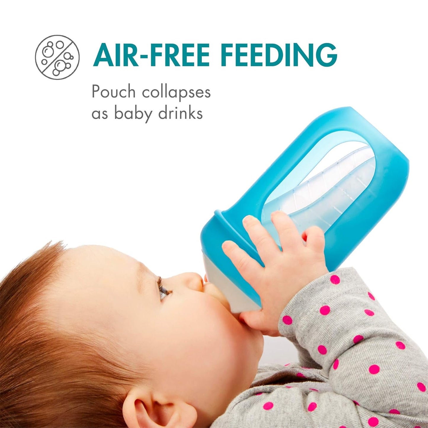 Nursh Reusable Replacement Pouch with Collapsible Silicone Pouch Design - Everyday Baby Essentials - Stage 2 Medium Flow Baby Bottles - Gray - 8 Oz