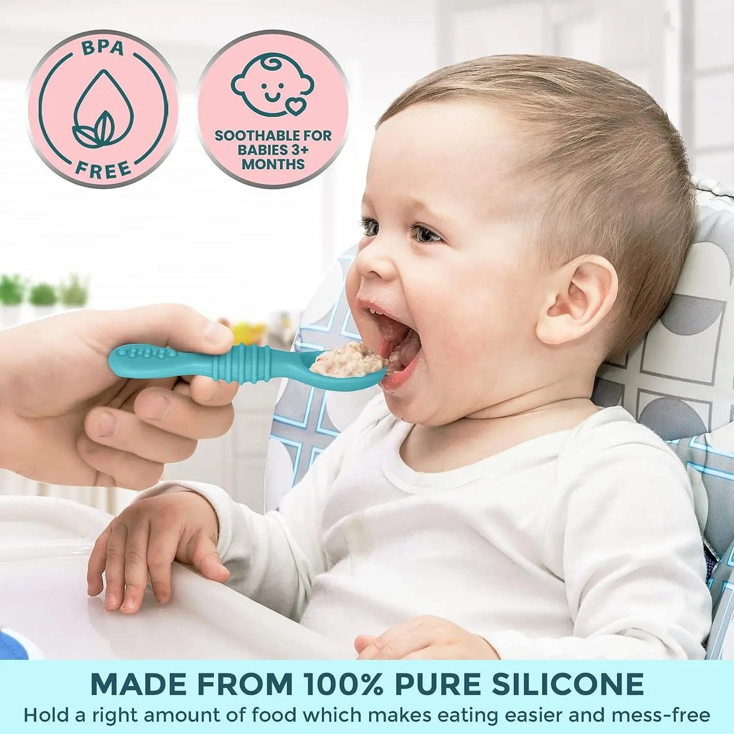 Dubbelzijdige Baby Lepel – Zachte Siliconen Voedingslepel voor Pap & Oefening (BPA-vrij)