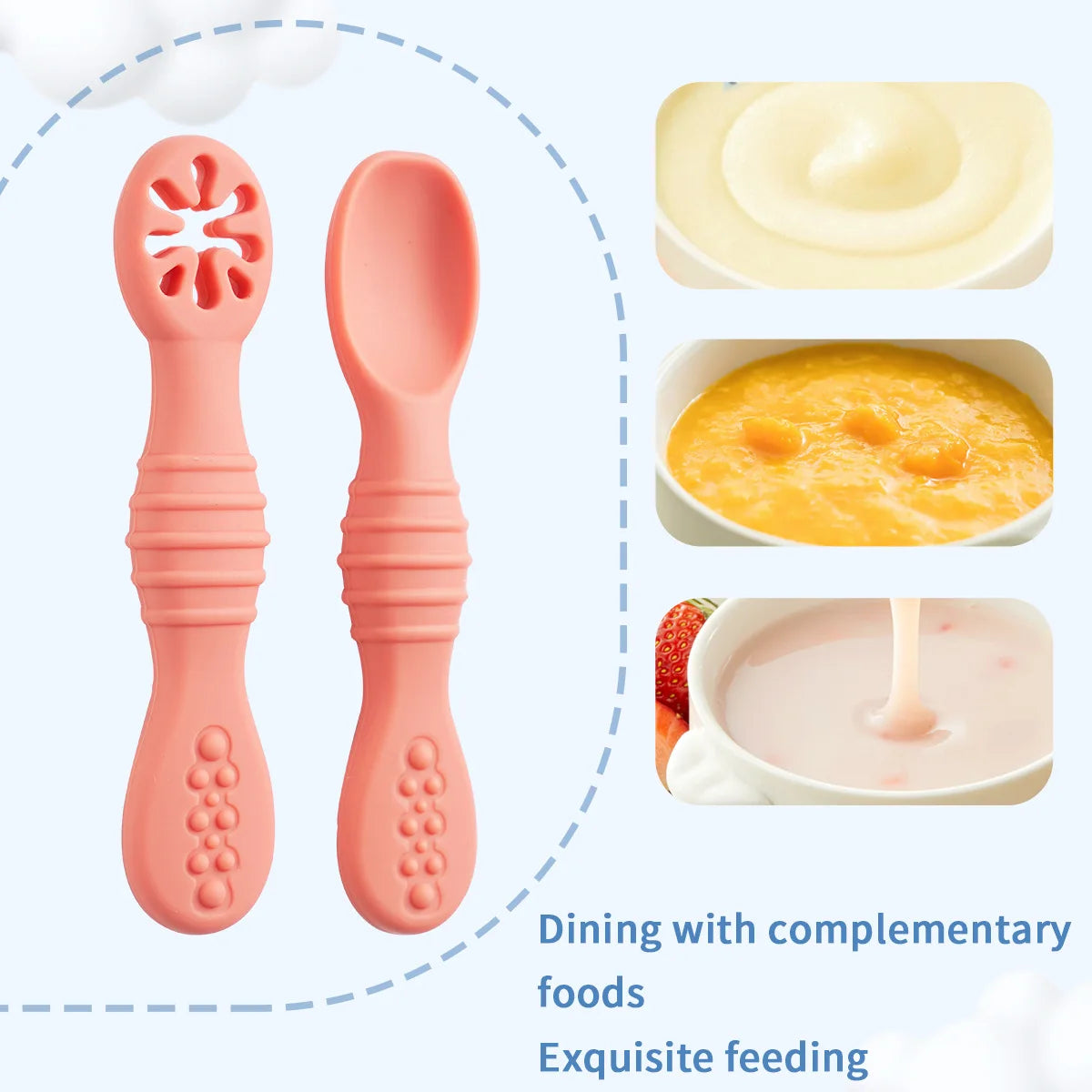 Dubbelzijdige Baby Lepel – Zachte Siliconen Voedingslepel voor Pap & Oefening (BPA-vrij)