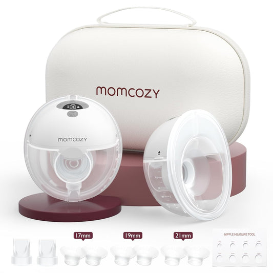 M5 Hands-Free Wearable Breast Pump, Double-Sealed Flange for Baby-Like Comfort, 3 Modes & 9 Suction Levels, Portable Electric Pump – 24Mm, 2-Pack Quill Gray
