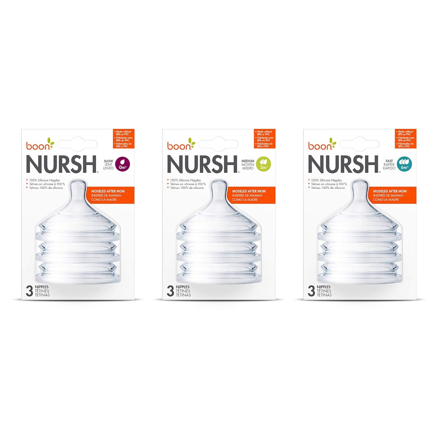 Nursh Newborn Silicone Baby Bottle Nipples - Bottle Nipples for  Nursh Newborn Bottles - Baby Bottle-Feeding Supplies - Slow Flow Baby Bottle Nipples - 3 Count