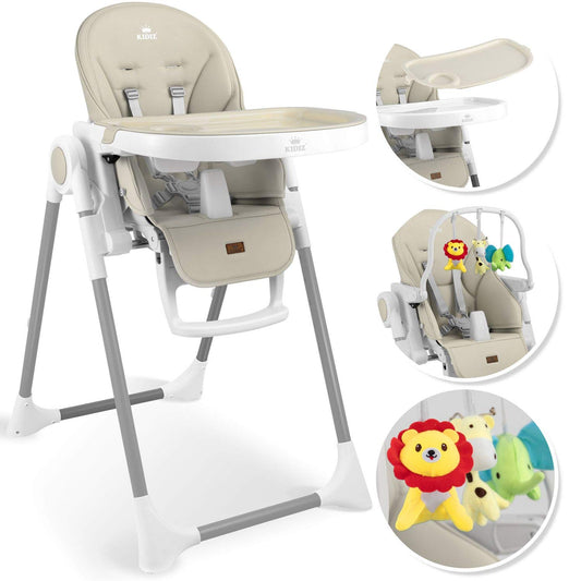 KIDIZ® 3In1 Hochstuhl Kinderhochstuhl Inkl. Spielbügel, Babyliege, Kombihochstuhl Babyhochsitz,7 Höhenverstellbar Verstellbare Rückenlehne, Mitwachsend Ab 0 Monate Bis 6 Jahre Babystuhl, H. Grau