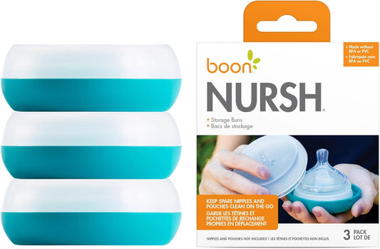 Baby Bottle Storage Buns - Travel Holders for Nursh Bottles - Blue and White, 3 Count