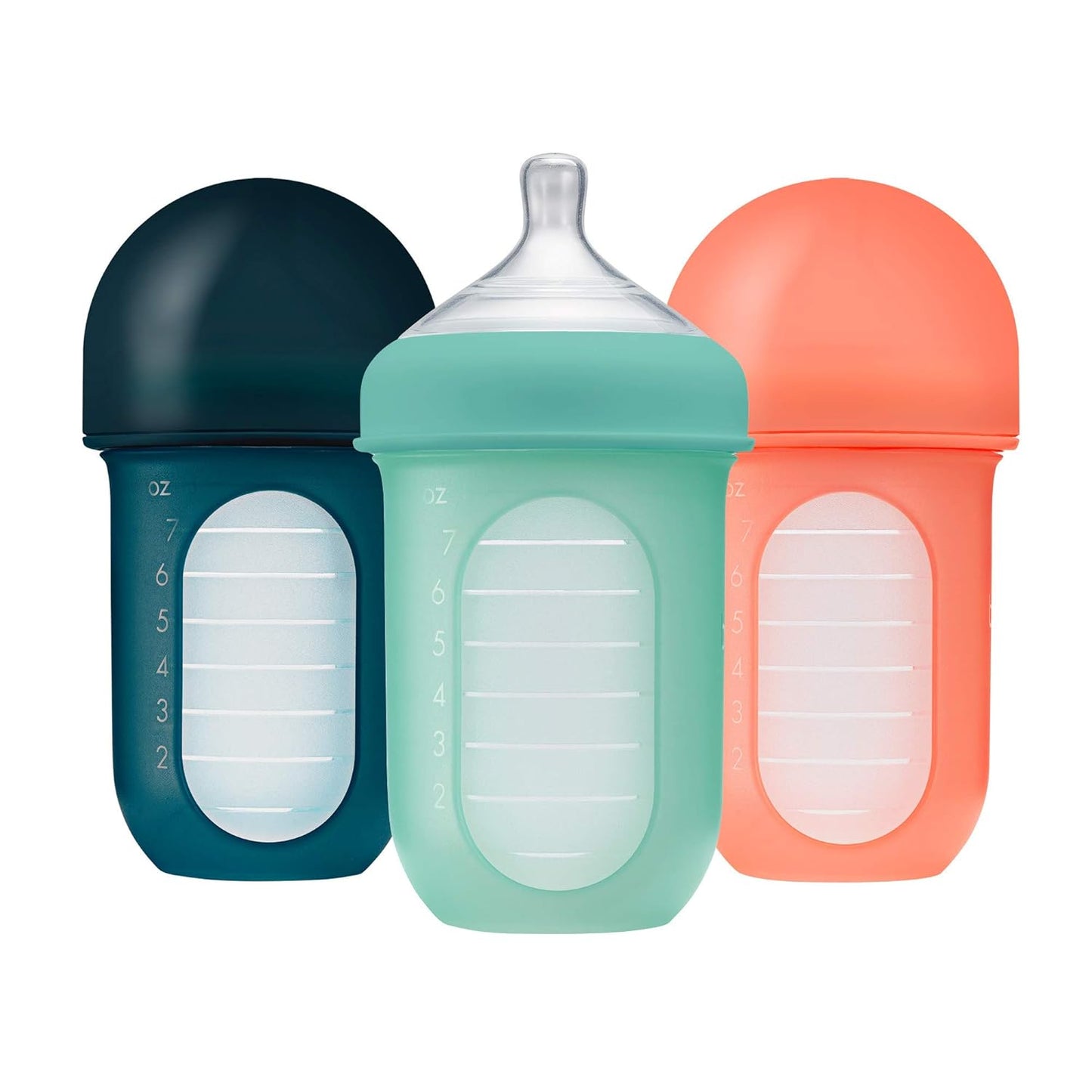 Nursh Reusable Silicone Pouch Baby Bottles - Medium Flow Nipple - Silicone Baby Bottle Pouch and Nipple - Baby Feeding Essentials - Tie Dye - 3-6 Months - 3 Count - 8 Ounce