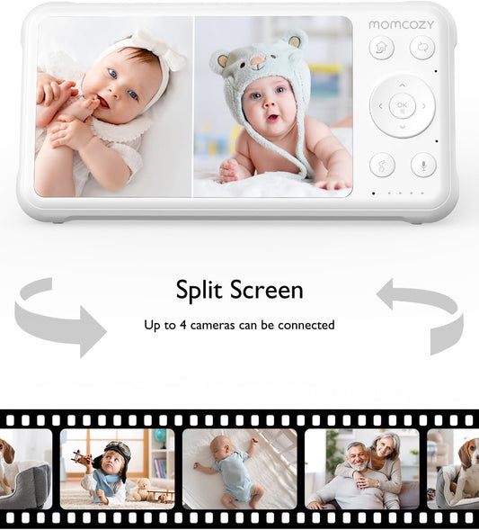 Momcozy Babyphone Mit Kamera 5 Zoll 1080P Hd-Video Babyphone Ohne WLAN Mit Kamera Und Audio 5000 Mah Akku Babyphone, Ir-Nachtsicht Weitwinkelobjektiv 2-Wege-Audio Vox-Modus 960 Fuß Reichweite