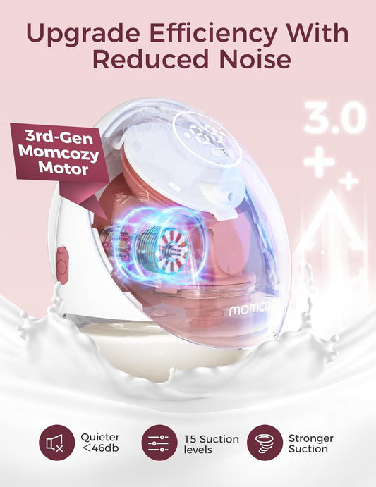 Momcozy Freihändige Milchpumpe Mobile Flow | M9 Upgrade, Elektrisch & App-Steuerung, Personalisierte Multi-Modi & 15 Stufen, Tragbare Pumpe, 24 Mm (Rot, 2 Stück)