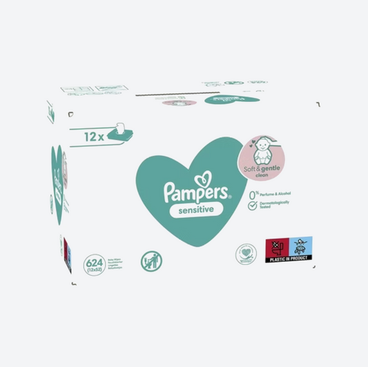 Pampers Sensitive Billendoekjes (12x52 stuks) - Geurloos
