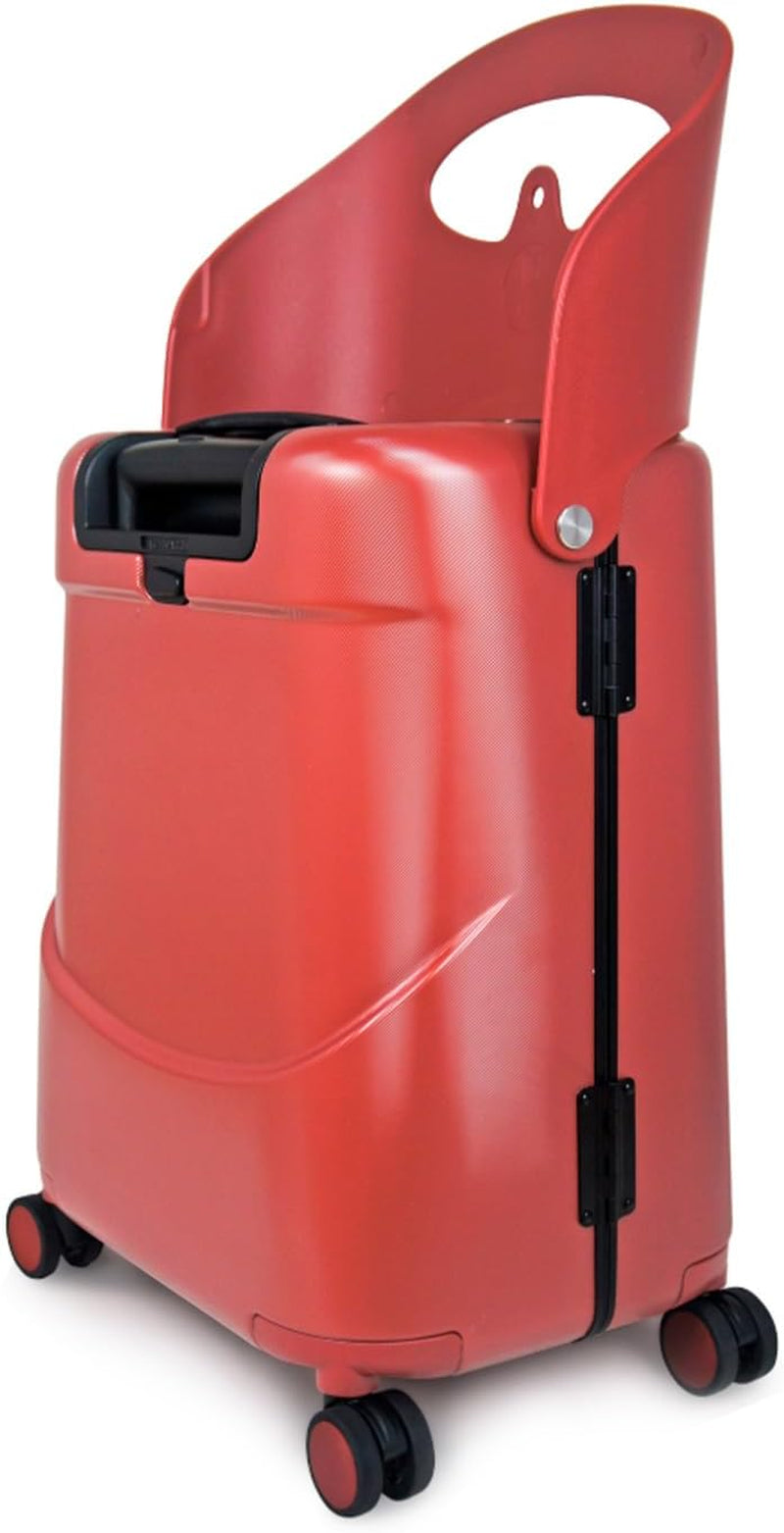 4-Wheel Carry on Luggage with Seat for Kids with Seat Belt, Waterproof Pocket, Adjustable Handle, and Hard Body with 43 Liter Capacity, Champagne Gold