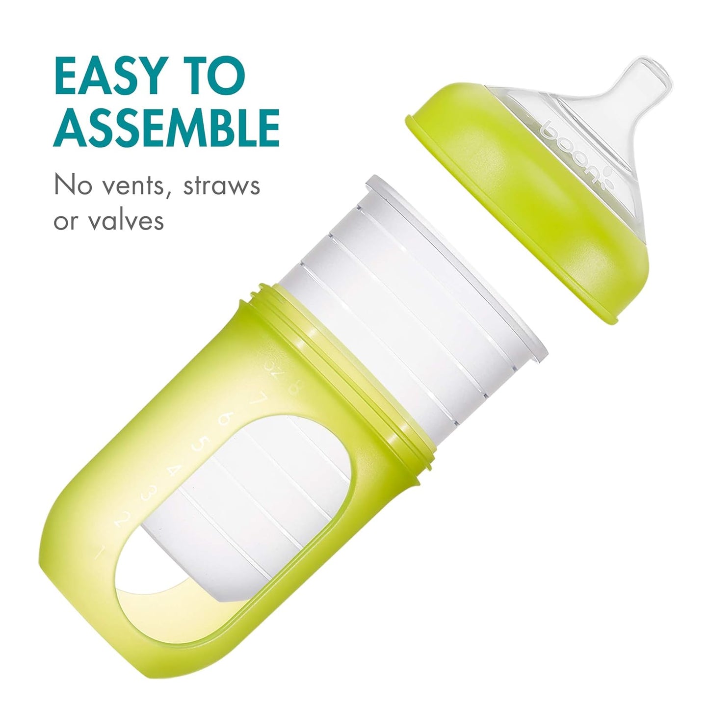 Nursh Reusable Replacement Pouch with Collapsible Silicone Pouch Design - Everyday Baby Essentials - Stage 2 Medium Flow Baby Bottles - Gray - 8 Oz