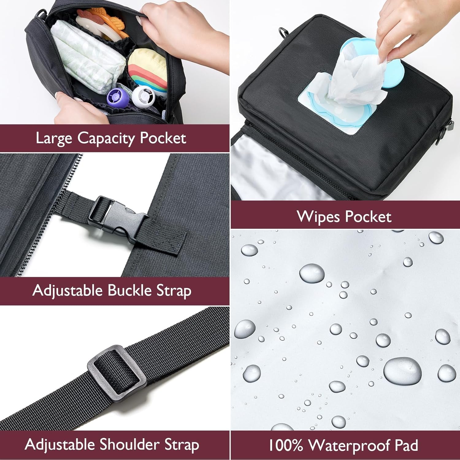 2-In-1 Diaper Changing Pad - Extra-Large Portable Diaper Pad 31.4X15.7 Inch - Waterproof and Foldable for Newborns to Toddlers - Also Used as Adjustable Shoulder Bag with Wipes Pocket