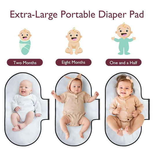 2-In-1 Diaper Changing Pad - Extra-Large Portable Diaper Pad 31.4X15.7 Inch - Waterproof and Foldable for Newborns to Toddlers - Also Used as Adjustable Shoulder Bag with Wipes Pocket