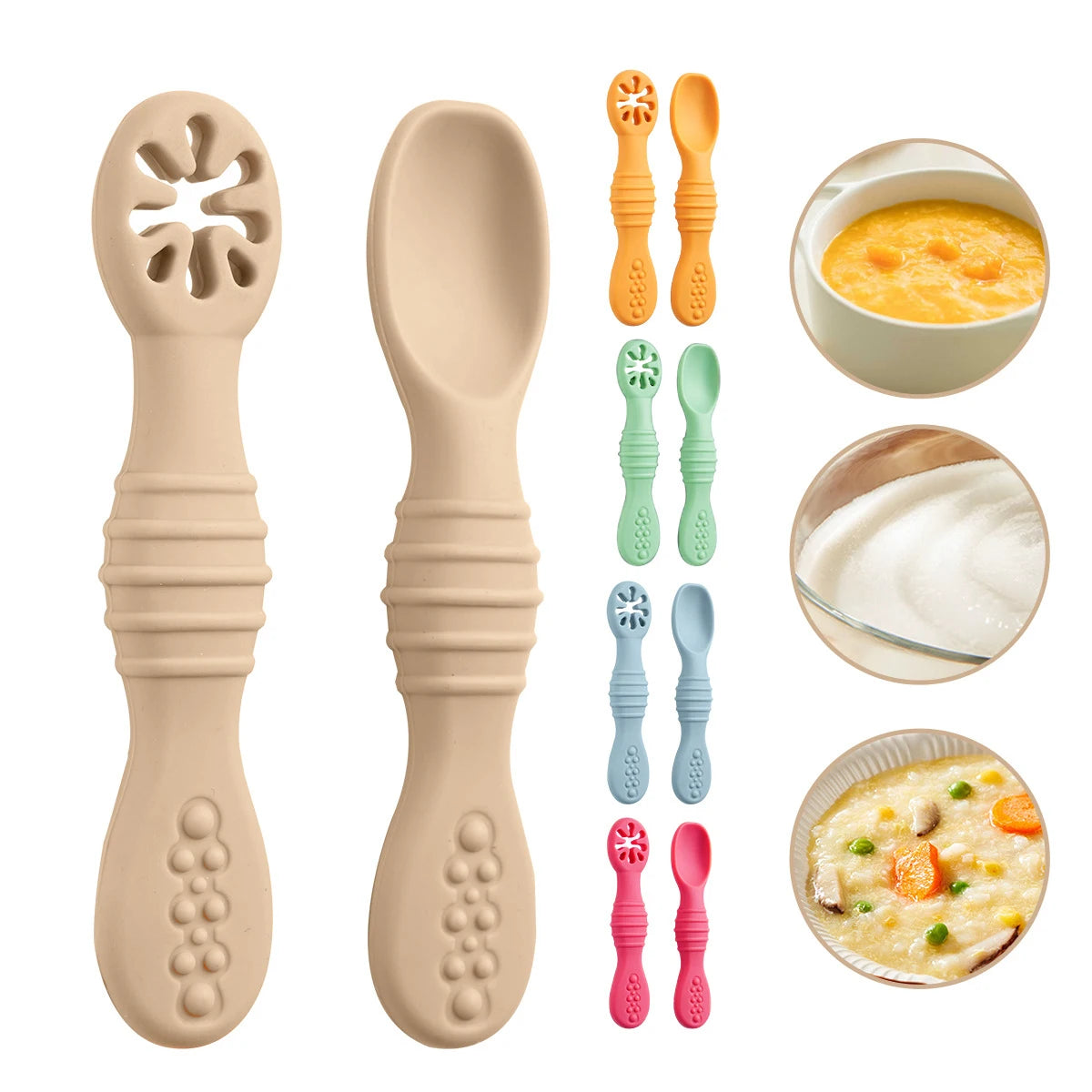 Dubbelzijdige Baby Lepel – Zachte Siliconen Voedingslepel voor Pap & Oefening (BPA-vrij)