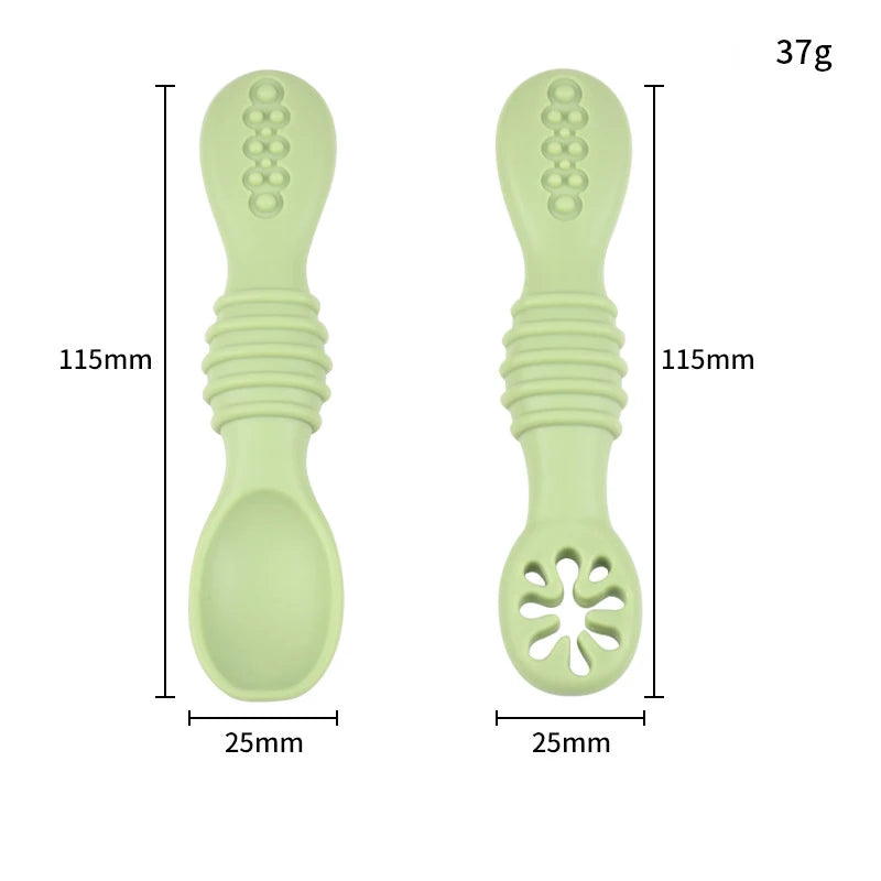 Dubbelzijdige Baby Lepel – Zachte Siliconen Voedingslepel voor Pap & Oefening (BPA-vrij)